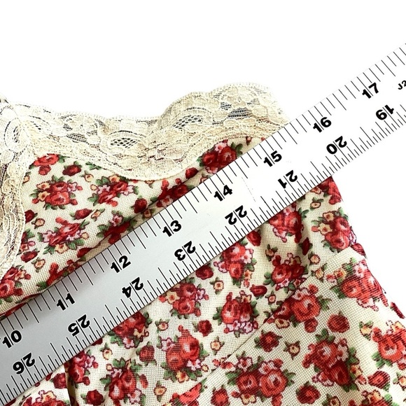 Floral Lace Trim Cami Tank Top Y2K Cottagecore Vintage Style Pink White Large - Picture 3 of 12